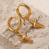 Retro Punk Style Geometric 316L Stainless Steel Electroplated Earrings For Men And Women