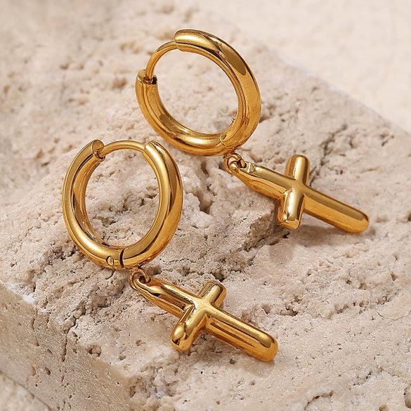 Retro Punk Style Geometric 316L Stainless Steel Electroplated Earrings For Men And Women
