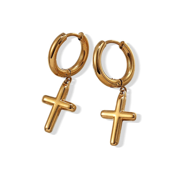Retro Punk Style Geometric 316L Stainless Steel Electroplated Earrings For Men And Women