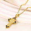 Retro Punk Style Stainless Steel Pendant Necklace With Geometric Pattern Inlaid With Zircon And Electroplated Unisex