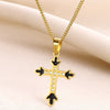 Retro Punk Style Stainless Steel Pendant Necklace With Geometric Pattern Inlaid With Zircon And Electroplated Unisex