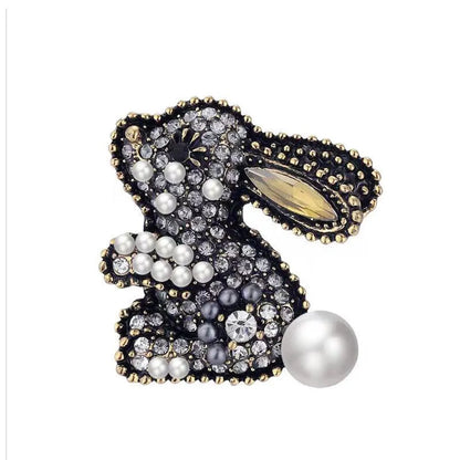 Retro Rabbit Carrot Alloy Enamel Artificial Rhinestones Women'S Brooches