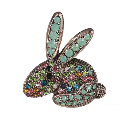 Retro Rabbit Carrot Alloy Enamel Artificial Rhinestones Women'S Brooches