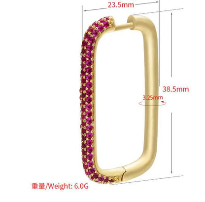 Retro Rectangular Colored Diamond Copoper Ear Clip Wholesale Gooddiy