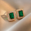 Retro Red Green Rhinestone Square Earrings Wholesale Nihaojewelry