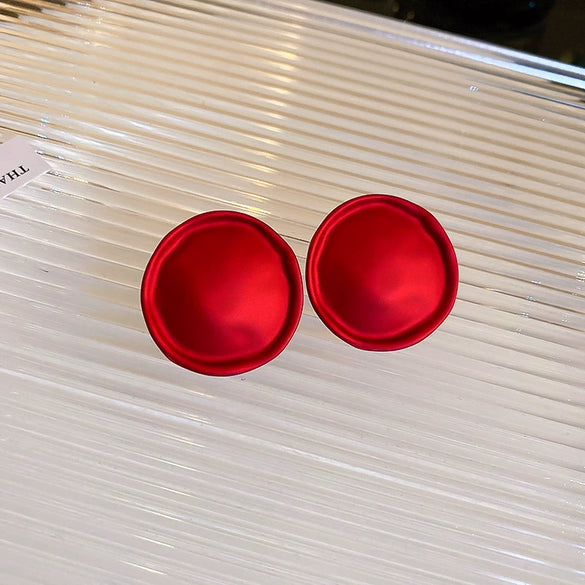Retro Red Rose Petal Acrylic Earrings Flower Shape Festive Ear Studs