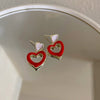 Retro Red Rose Petal Acrylic Earrings Flower Shape Festive Ear Studs