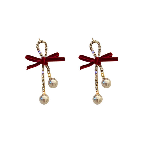Retro Red Rose Petal Acrylic Earrings Flower Shape Festive Ear Studs