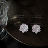 Retro Resin Flower Earrings For Women White Floral Camellia Style Electroplated Elegant Statement Earrings