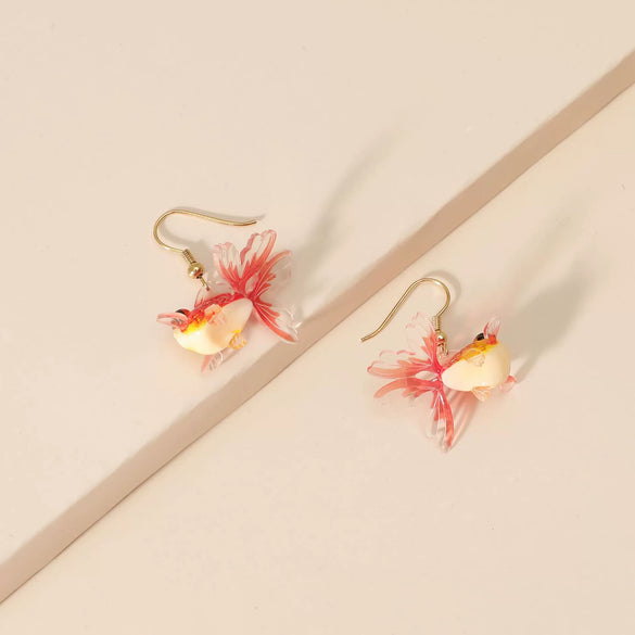 Retro Resin Koi Fish Earrings Elegant Animal Design Simple Creative Fashion Earrings For Women