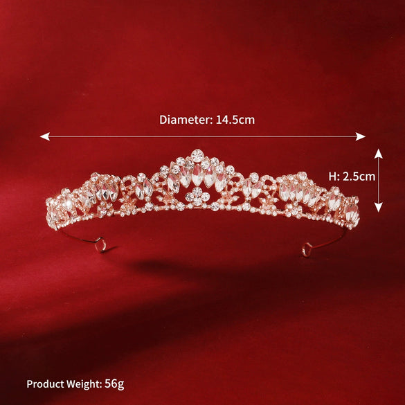 Retro Rhinestone Drop Shape Bridal Crown Electroplated Minimalist Party Headdress For Women Wedding And Birthday Gift Accessory