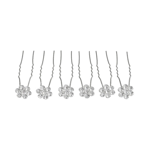 Retro Rhinestone Flower U Shaped Hairpin Elegant Bridal Hair Accessory For Women Fashion Daily Wear