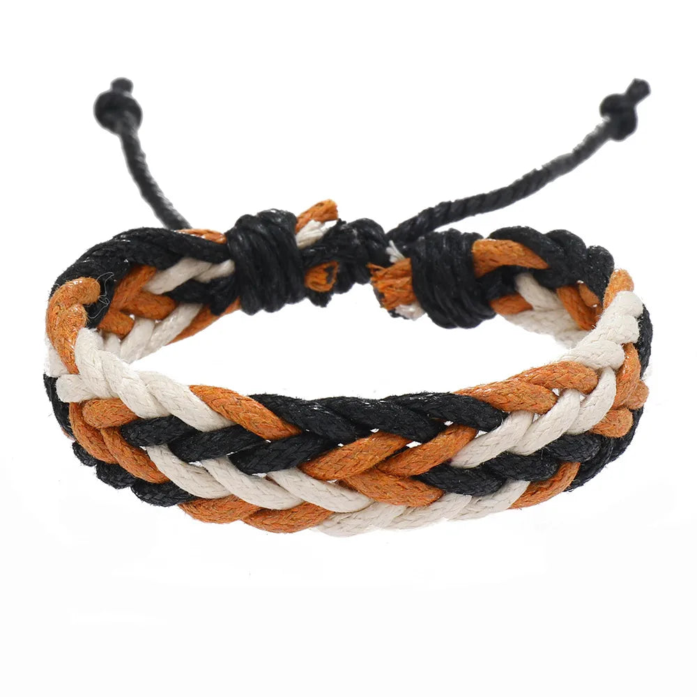 Retro Rhombus Cotton And Linen Handmade Unisex Drawstring Bracelets