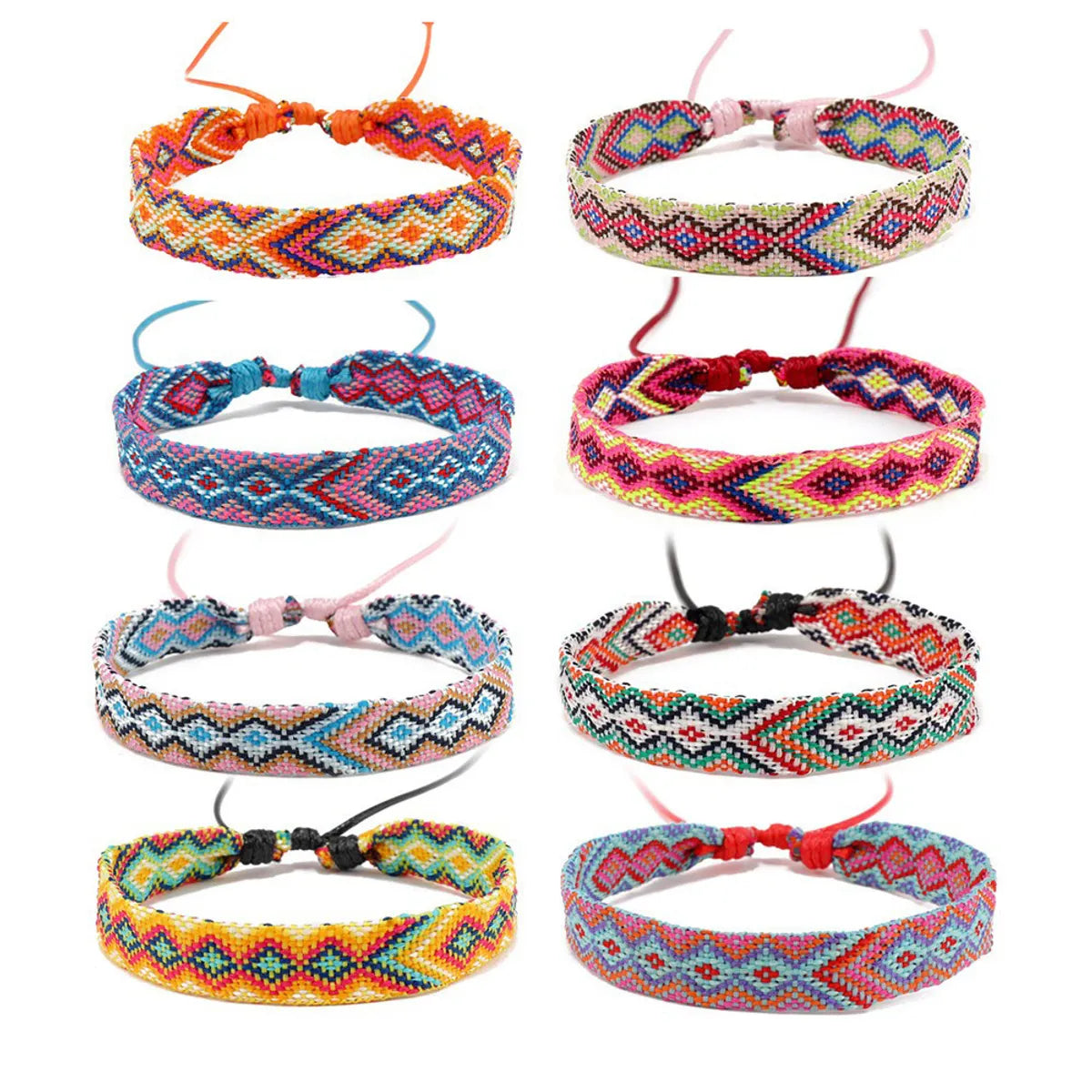 Retro Rhombus Nylon Handmade Women'S Bracelets