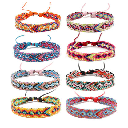 Retro Rhombus Nylon Handmade Women'S Bracelets