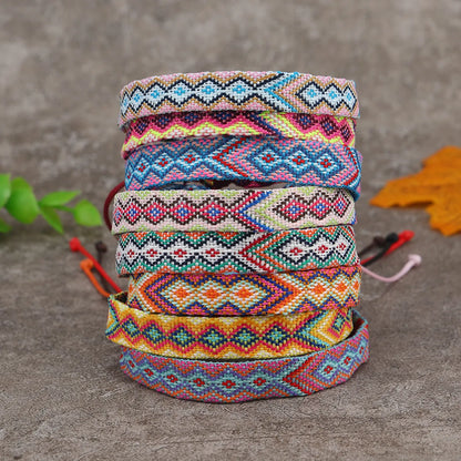 Retro Rhombus Nylon Handmade Women'S Bracelets