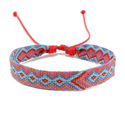 Retro Rhombus Nylon Handmade Women'S Bracelets