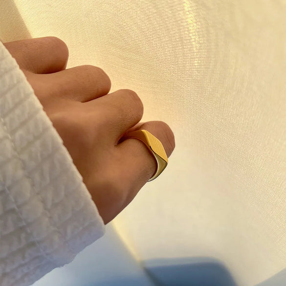 304 Stainless Steel 18K Gold Plated Retro Plating Rhombus Rings