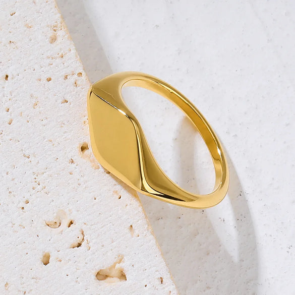 304 Stainless Steel 18K Gold Plated Retro Plating Rhombus Rings