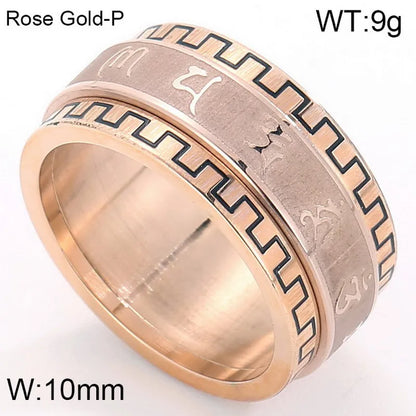 Retro Rock Classic Style Printing Rhombus Stainless Steel Titanium Steel Tungsten Steel 18K Gold Plated Unisex Rings