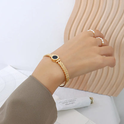 Retro Roman Number Bracelet Fashion Simple Titanium Steel 18k Gold Plated Bracelet