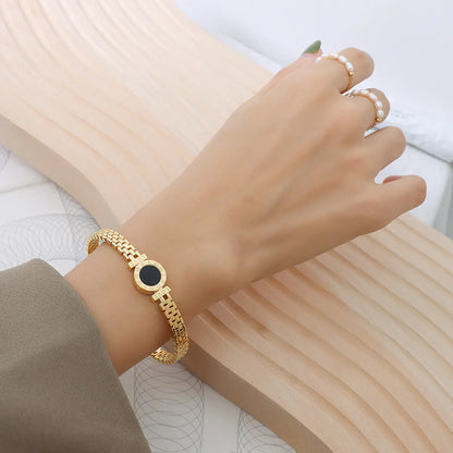 Retro Roman Number Bracelet Fashion Simple Titanium Steel 18k Gold Plated Bracelet