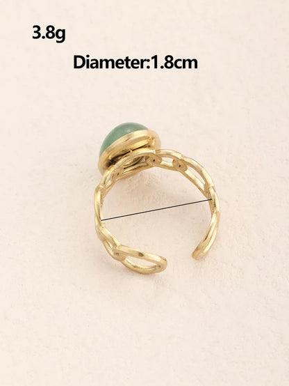 Zinc Alloy Gold Plated Retro Roman Style Inlay Geometric Resin Open Rings