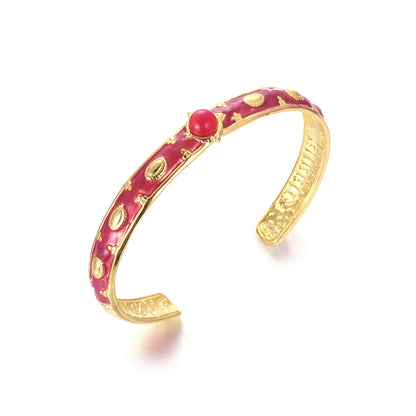 Retro Roman Style Geometric Stainless Steel Plating Gold Plated Bangle