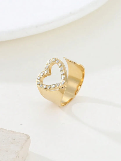 Retro Roman Style Letter Stainless Steel Plating Inlay Zircon 18k Gold Plated Open Rings