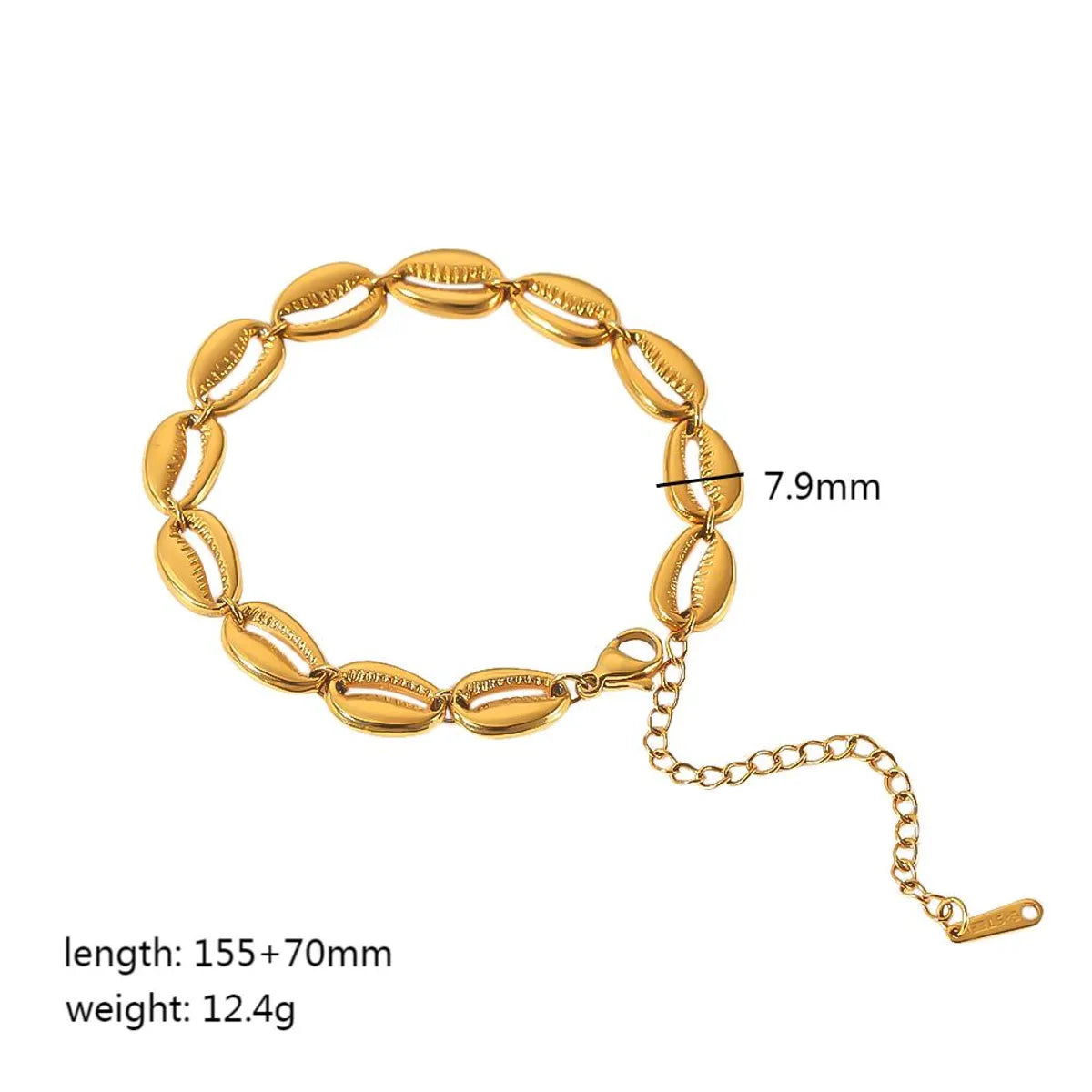 304 Stainless Steel 18K Gold Plated Retro Roman Style Polishing Plating Shell Bracelets Earrings Necklace