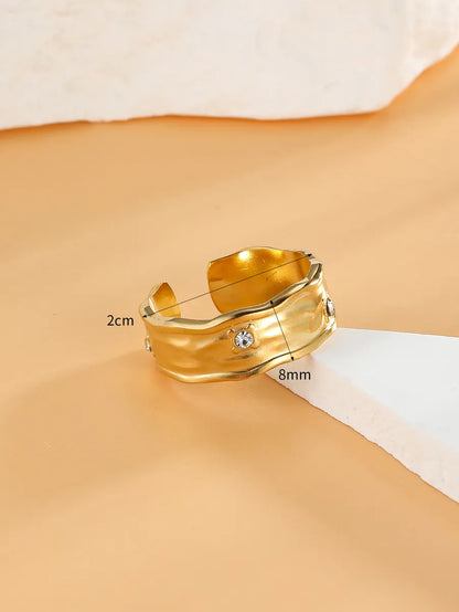 Retro Roman Style Solid Color Stainless Steel Plating 18k Gold Plated Open Rings