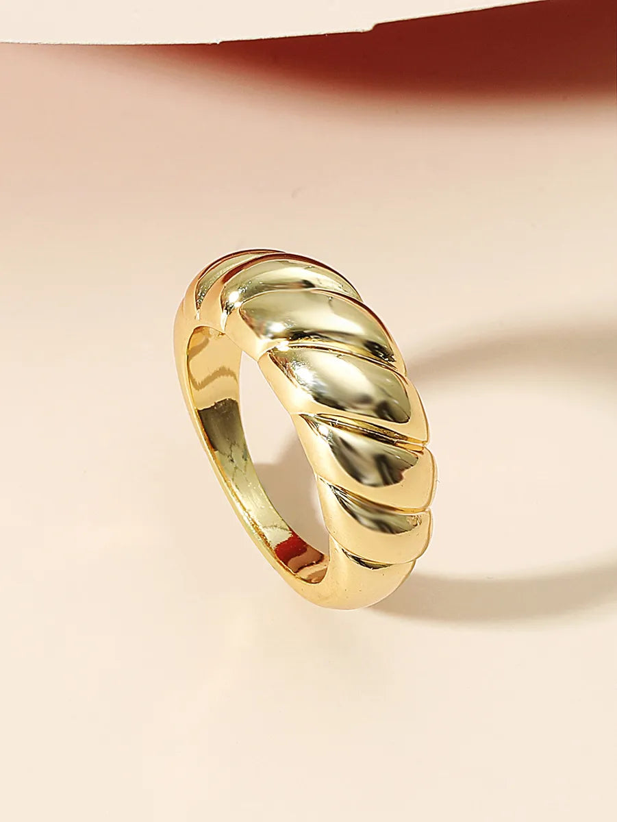 Zinc Alloy Gold Plated Retro Roman Style Solid Color Rings