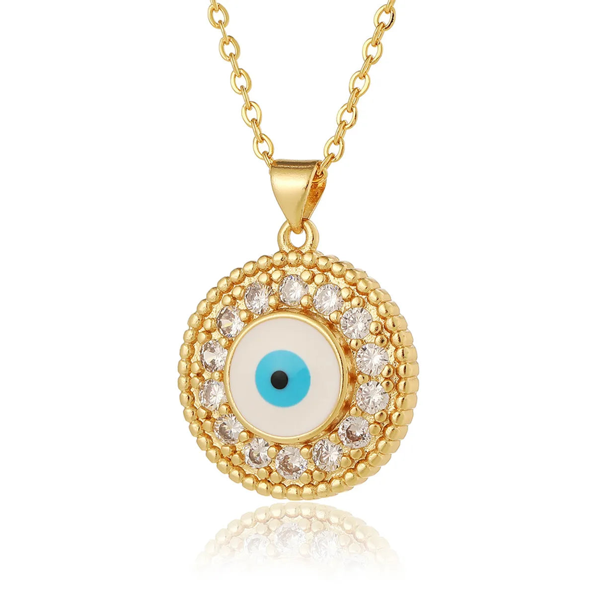 Retro Romantic Palm Eye Copper Plating Inlay Zircon Gold Plated Pendant Necklace