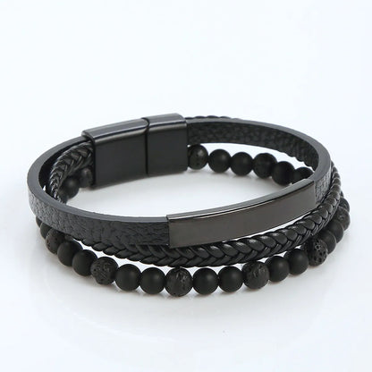 Retro Round Alloy Braid Men'S Bracelets