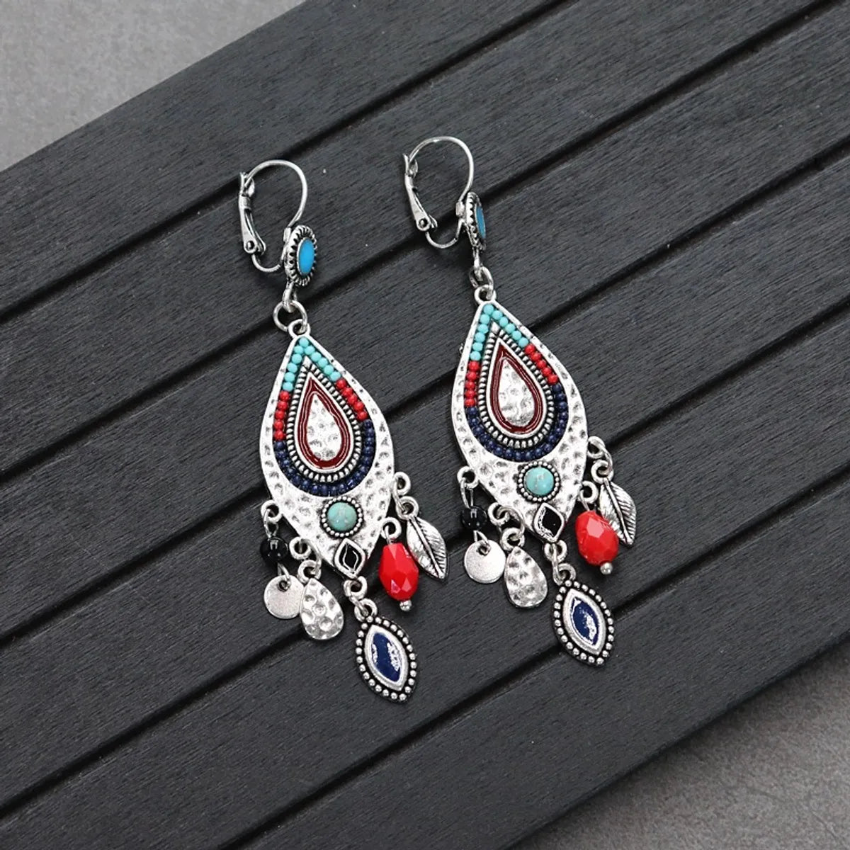 Retro Round Alloy Inlay Turquoise Women's Drop Earrings