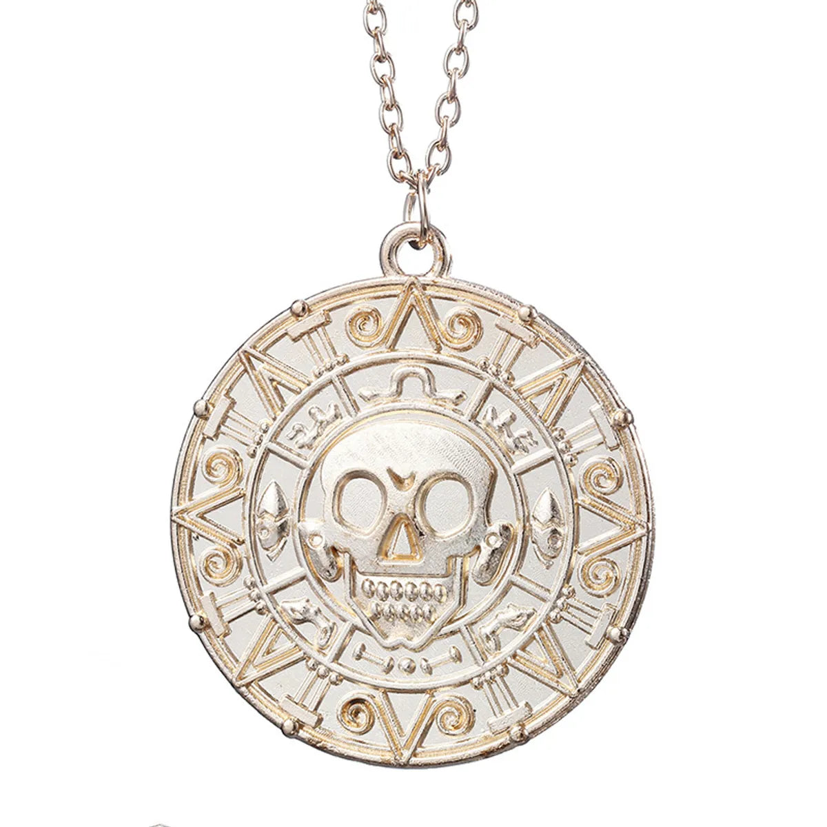 Retro Round Alloy Plating Gold Plated Men'S Pendant Necklace