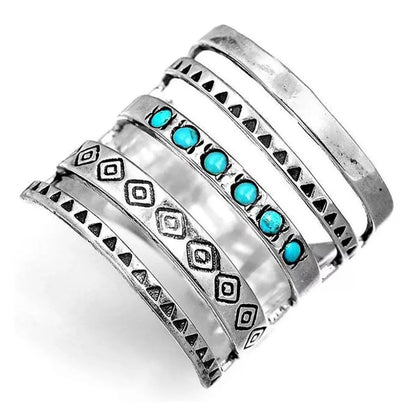 Retro Round Alloy Plating Inlay Turquoise Unisex Rings 1 Piece