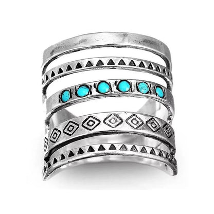 Retro Round Alloy Plating Inlay Turquoise Unisex Rings 1 Piece