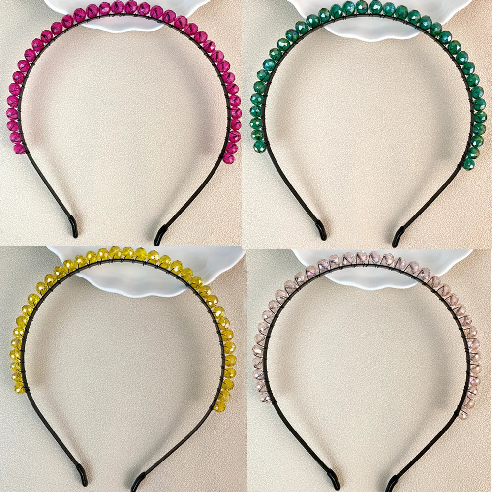 Retro Round Artificial Crystal Patchwork Hair Band