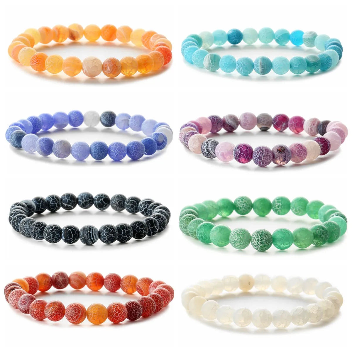 Retro Round Beaded Natural Stone Unisex Bracelets 1 Piece