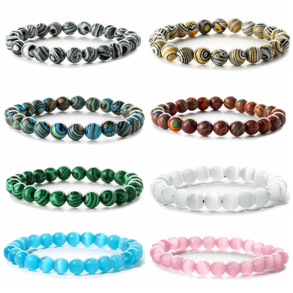 Retro Round Beaded Natural Stone Bracelets