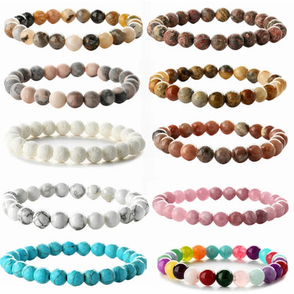 Retro Round Beaded Natural Stone Unisex Bracelets 1 Piece