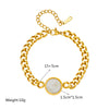 Retro Round Card Carving Queen Portrait Titanium Steel Connection Chain Bracelet With Geometric Pattern And Electroplating