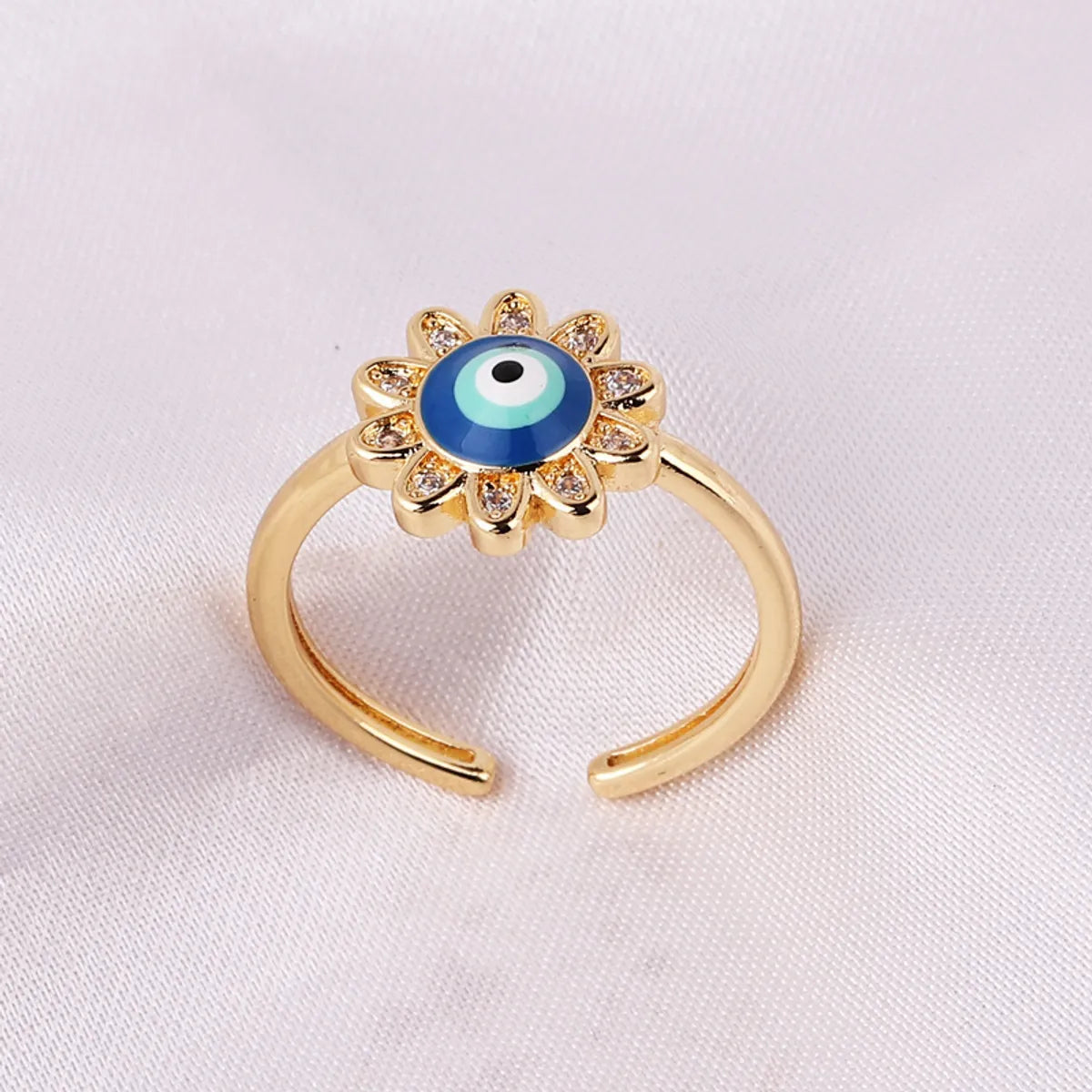 Retro Round Devil's Eye Heart Shape Copper Plating Rings