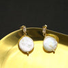 Retro Round Flower Pearl Copper Patchwork Zircon Drop Earrings 1 Pair