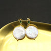 Retro Round Flower Pearl Copper Patchwork Zircon Drop Earrings 1 Pair