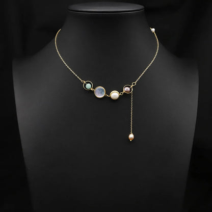 Retro Round Freshwater Pearl Copper Plating 18k Gold Plated Pendant Necklace