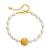 Retro Round Freshwater Pearl Copper Plating Bracelets