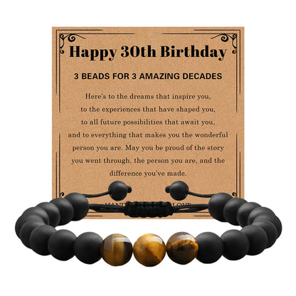 Retro Round Map Stone Grinding Sand Beaded Bracelets