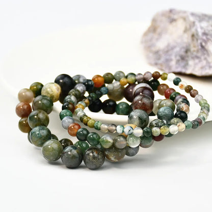 Retro Round Natural Stone Beaded Unisex Bracelets